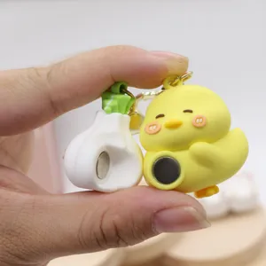 Cute magnetic duck garlic keychain couple matching PVC pendant cute cartoon bag accessory
