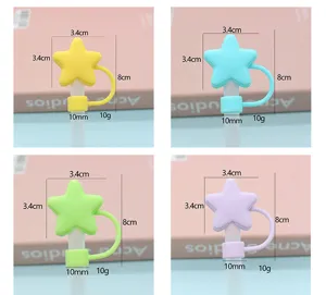 Silicone star straw cover cute dust plug topper for tumbler cup reusable accessories.