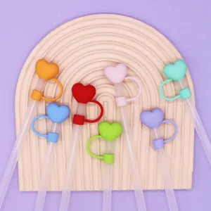 Silicone Love Heart Straw Covers Large Dust Proof Straw Plugs Cute Drinking Straw Cap Reusable Cup Accessories