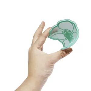 Flexible PVC flower coaster, waterproof and heat-resistant cute table mat for home.