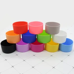 Colorful silicone cup sleeve protective boot for water bottles, non-slip 7-7.5cm silicone cover.