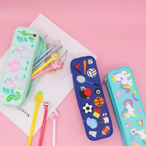 Cute silicone pencil case multi-color waterproof student stationery organizer box for school