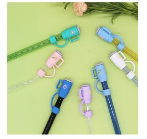 Silicone straw covers detail view, colorful dust plug accessories for 10mm tumblers, reusable.