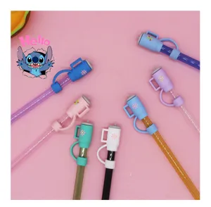Silicone straw cover detail view, 10mm dust plug accessory, colorful cartoon topper design.