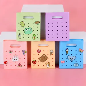 Silikon Quadratische Münztasche Cartoon Loch Handtasche Tragbare Kopfhörer Schlüssel Aufbewahrungstasche Tägliche Make-up Tasche