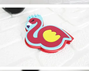 Niedliches Flamingos PVC weiches Gummi Spiral Notizbuch Memo Pad Detailansicht Schreiben.