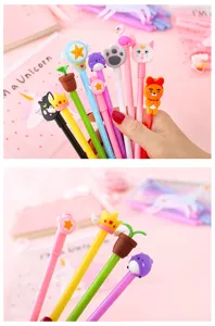 Cute pink cartoon gel pen set student signature pens lovely animal design detail view