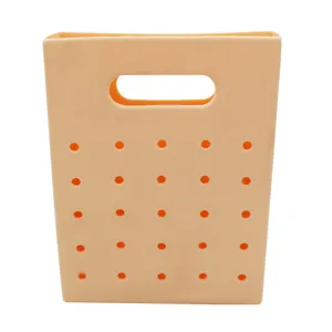 Oranger Silikon quadratische Handtasche mit Ausschnitt Löchern, tragbare Tasche Hauptbild.