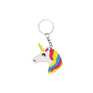 Cute cartoon unicorn keychain PVC soft rubber key ring pendant bag accessory main product display