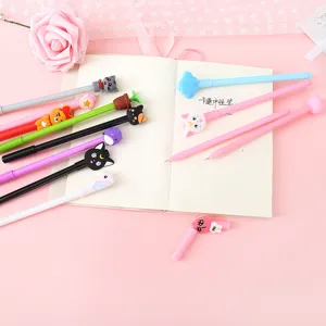 Cute pink cartoon gel pen set for students, black ink 0.38mm cute signature pens.
