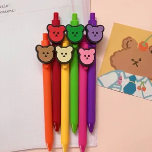 Cute gummy bear neutral gel pens set, colorful matte click black ink writing pens.