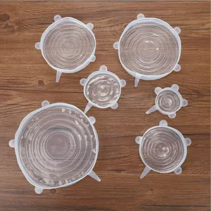 Lot de 6 couvercles en silicone transparents extensibles pour bols et conservation