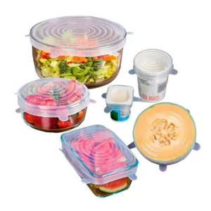 Couvercles extensibles en silicone réutilisables pour bols et récipients cuisine 6pcs