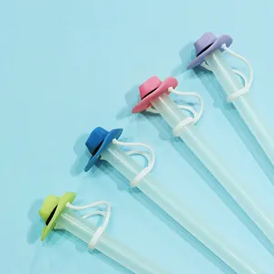 Cowboy Hat Silicone Straw Cover Dust Cap for 10mm Reusable Straws Cute Drinkware Accessory