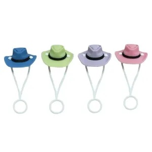 Cute silicone straw covers cowboy hat design reusable straw topper for 10mm straws