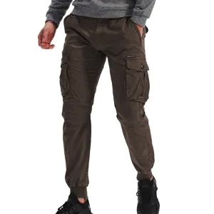 Men's brown cargo pants casual streetwear stylish multi-pocket daily trousers outdoor