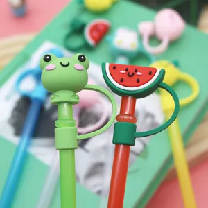 Cute cartoon silicone straw covers dust proof caps for 8mm straws drinking accessories main view