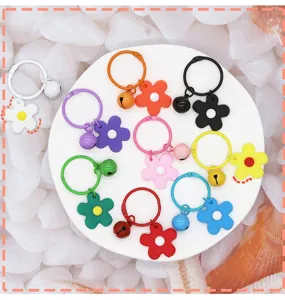 Kleurrijke bloem bel sleutelhanger schattige PVC tas hanger macaron kleur sleutelring
