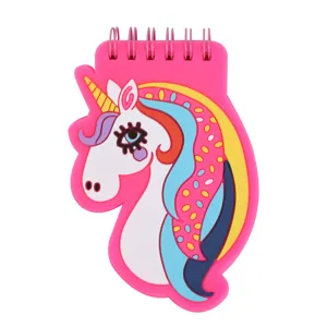 Süßes Cartoon Einhorn PVC Softcover Spiralnotizbuch tragbarer Notizblock für tägliches Schreiben