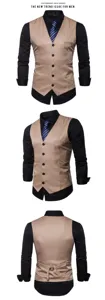 Κομψό ανδρικό casual slim γιλέκο κοστουμιού με μαύρο μακρυμάνικο πουκάμισο και σετ γραβάτας.