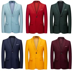 Hommes decontracte coupe cintree veste de blazer unie elegante haut de costume affaires
