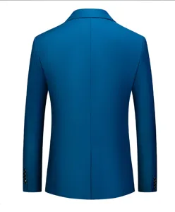 Vue détaillée du dos d'un blazer de costume pour homme unicolore, belle coupe.