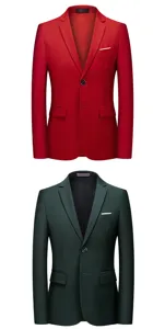 Vue détaillée du blazer décontracté uni pour homme, avec col revers et poche de poitrine.
