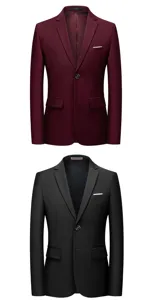 Veste de costume homme slim décontractée blazer professionnel uni simple boutonnage