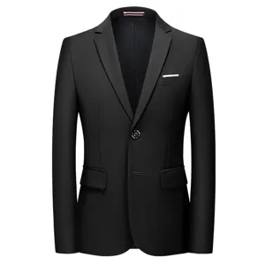 Veste de Costume d'Affaires Décontractée pour Hommes Couleur Unie Boutonné Simple Revers Cran Coupe Slim Manches Longues