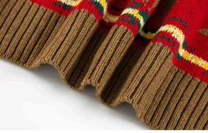 Men winter jacquard knit sweater detail shot, cozy long sleeve pullover top for men casual wear.
