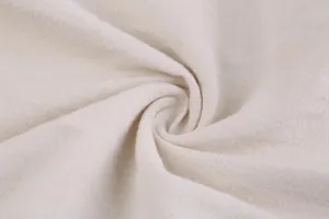 Close up of breathable cotton linen fabric texture, soft beige neutral tone material.