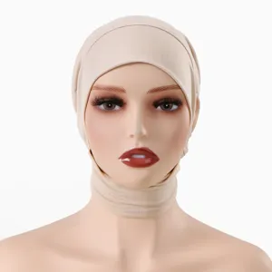 Femme coton mercerisé tour de cou hijab bonnet respirant polyvalent chapeau de chimio