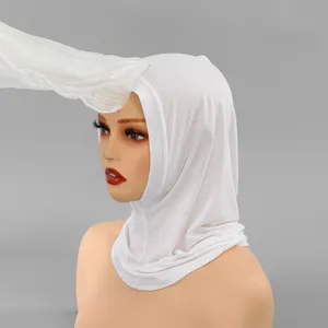 Blanc hijab bonnet couleur unie sous foulard coiffure musulmane respirant confortable tous les jours