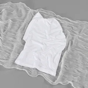 Hijab femme plissé en lin cristal couleur unie bonnet foulard extensible et confortable blanc.