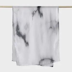 Ink style gradient voile long scarf women fashion versatile elegant black edge shawl detail