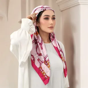 Cappello Turbante in Raso Moda Donna Effetto Seta Fascia per la Testa a Coda Lunga Versatile Accessori Stampati Floreali Copricapo
