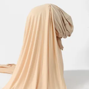 Hijab comodo in cotone mercerizzato sciarpa lunga set monopezzo donna moda tinta unita
