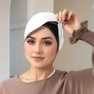Donna colore solido cinturino elastico cuffia interna regolabile hijab antiscivolo quotidiano