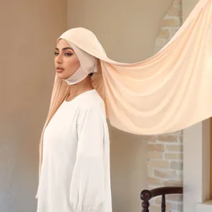 Hijab istantaneo in cotone mercerizzato da donna tinta unita set di foulard versatile