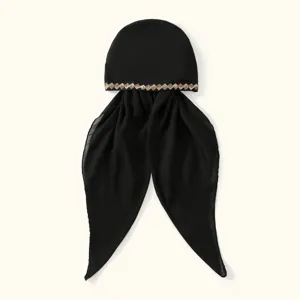 Élégant bonnet turban noir strass pour femme chapeau foulard mode doux et élastique