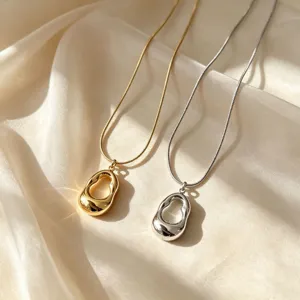 Minimalistisch Edelstahl Hohl Wassertropfen Anhänger Halskette Für Damen Elegante Schlangenknochenkette Geometrische Kette