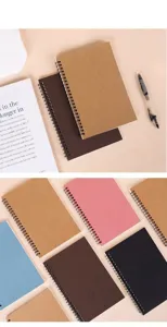 Detailed view of multiple colored spiral notebooks arranged on a flat surface.