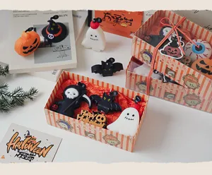 Set de regalo de velas aromáticas de soja para Halloween con formas de calabaza y fantasma