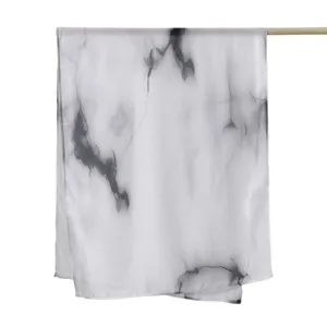 Elegant black and white gradient ink wash voile scarf for women fashion accessory style.