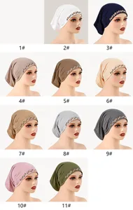 Details of the mercerized cotton rhinestone tube hat, breathable and stylish daily wear.
