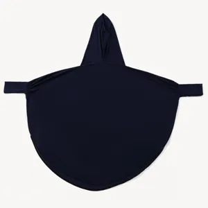 Abaya à enfiler bleu foncé avec capuche et manches, long hijab décontracté pour femmes musulmanes.