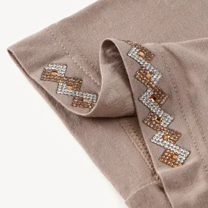 Mercerized cotton women hat detail with geometric rhinestones, soft breathable daily wear cap.
