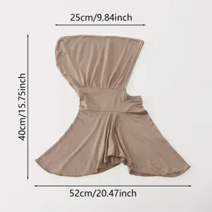 Hiyab plisado de lino cristal cuello falso color sólido versátil cómodo accesorio de moda.