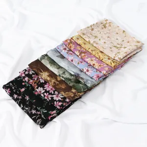 Floral print chiffon scarf women headwrap fashion versatile lightweight summer shawl neckerchief