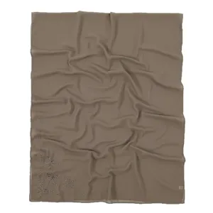 Elegant brown chiffon long scarf with delicate bow embroidery, stylish Muslim hijab wrap.